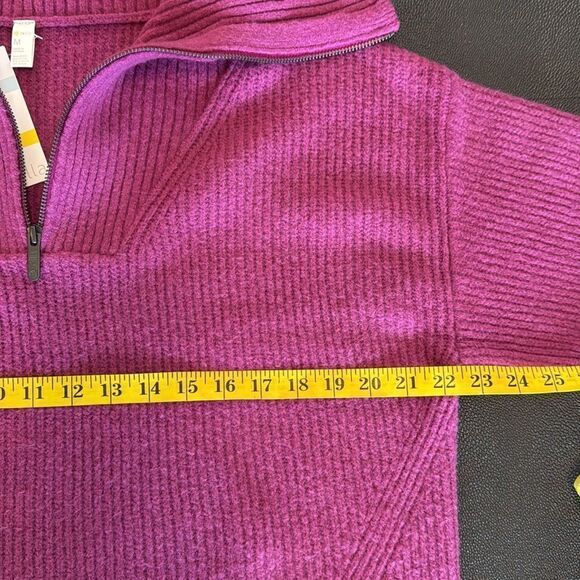 Zella Cozy Quarter Zip Rib Purple Boysen size medium - Picture 6 of 11